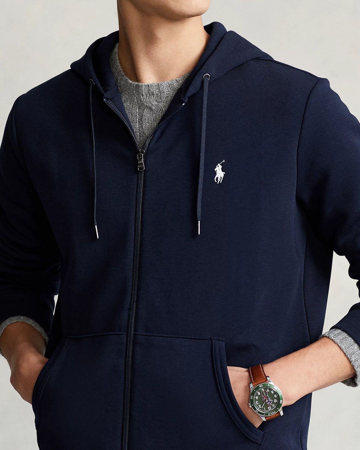 Double Knit Full Zip Hoodie - Navy