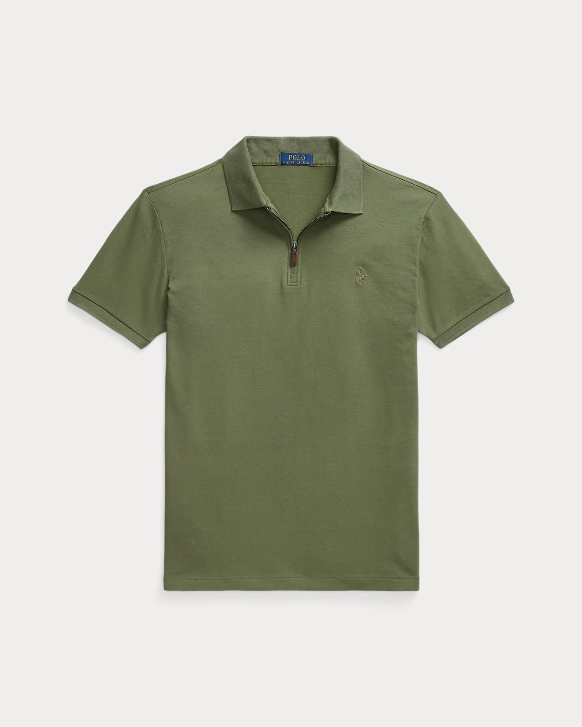 Custom Slim Stretch Mesh Zip Polo - Light Green