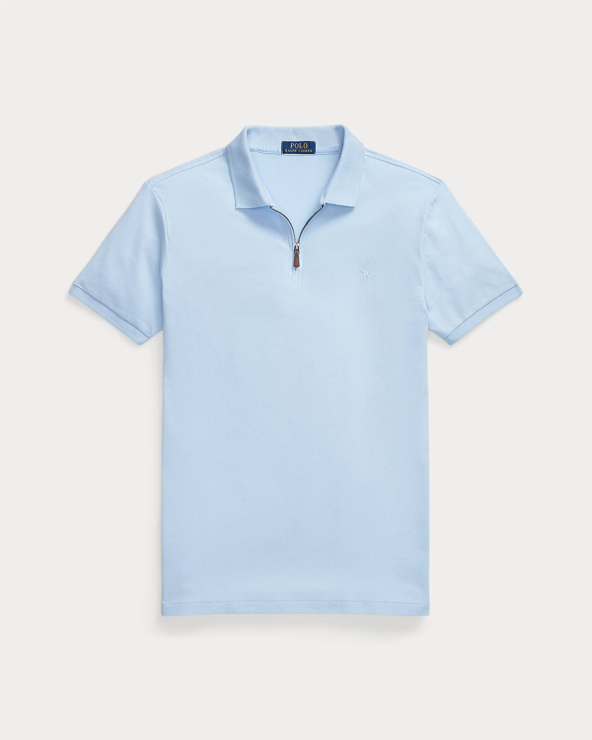 Custom Slim Stretch Mesh Zip Polo - Sky Blue