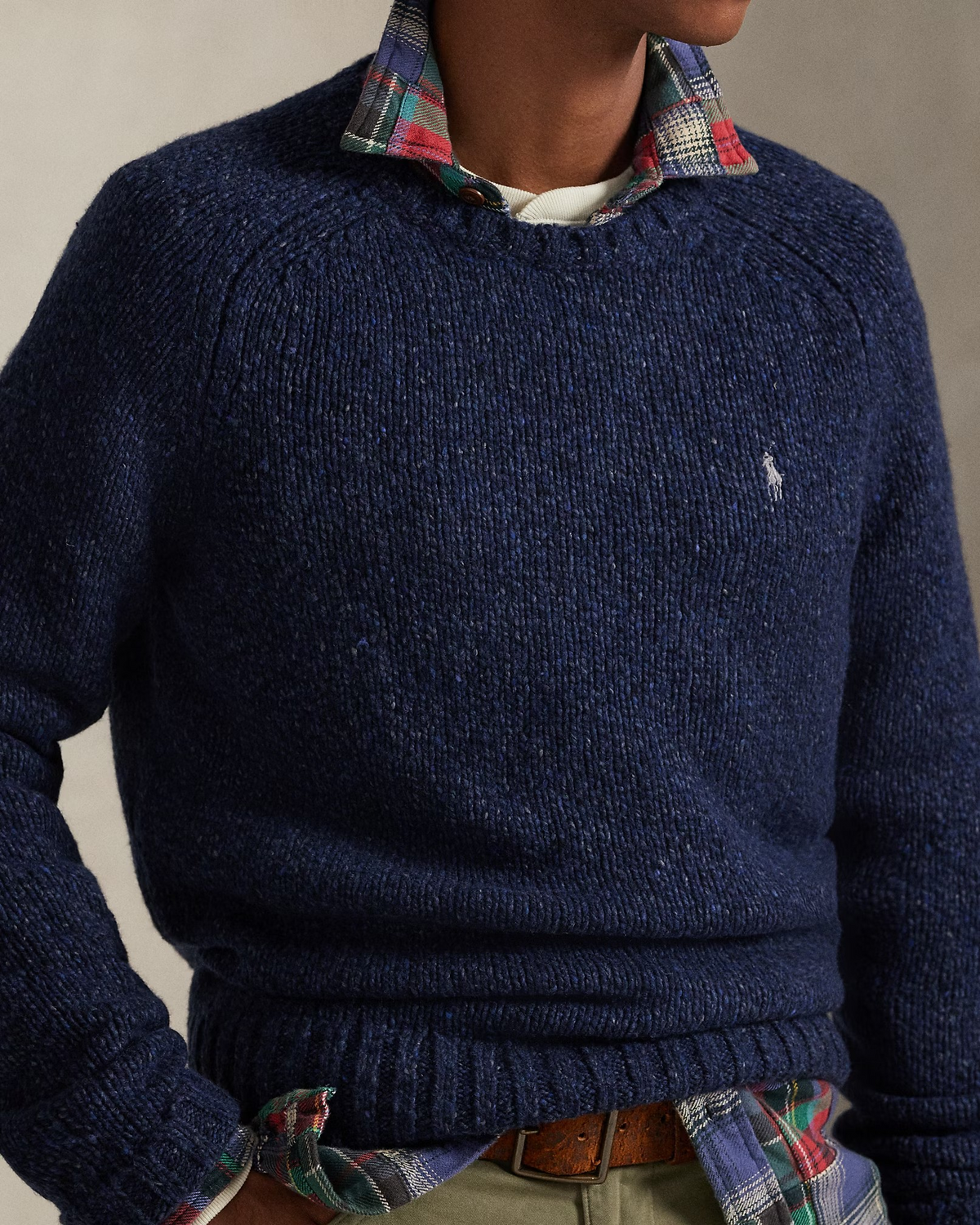 Marled Knitted Wool-Blend Jumper - Navy