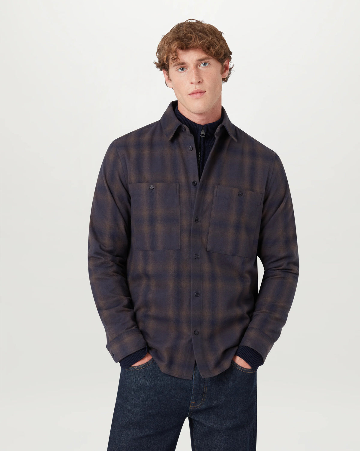 Outpost Flannel Shirt - Brown/Navy/Charcoal
