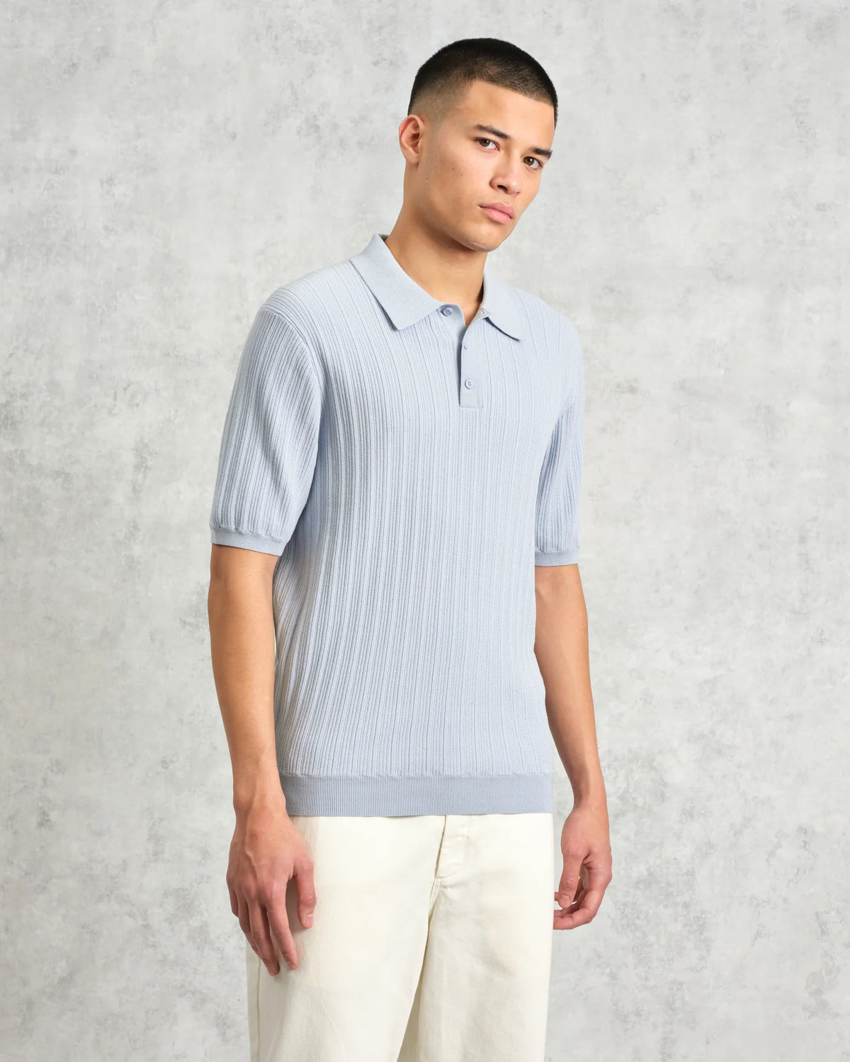 Naples Knitted Polo - Sky Blue