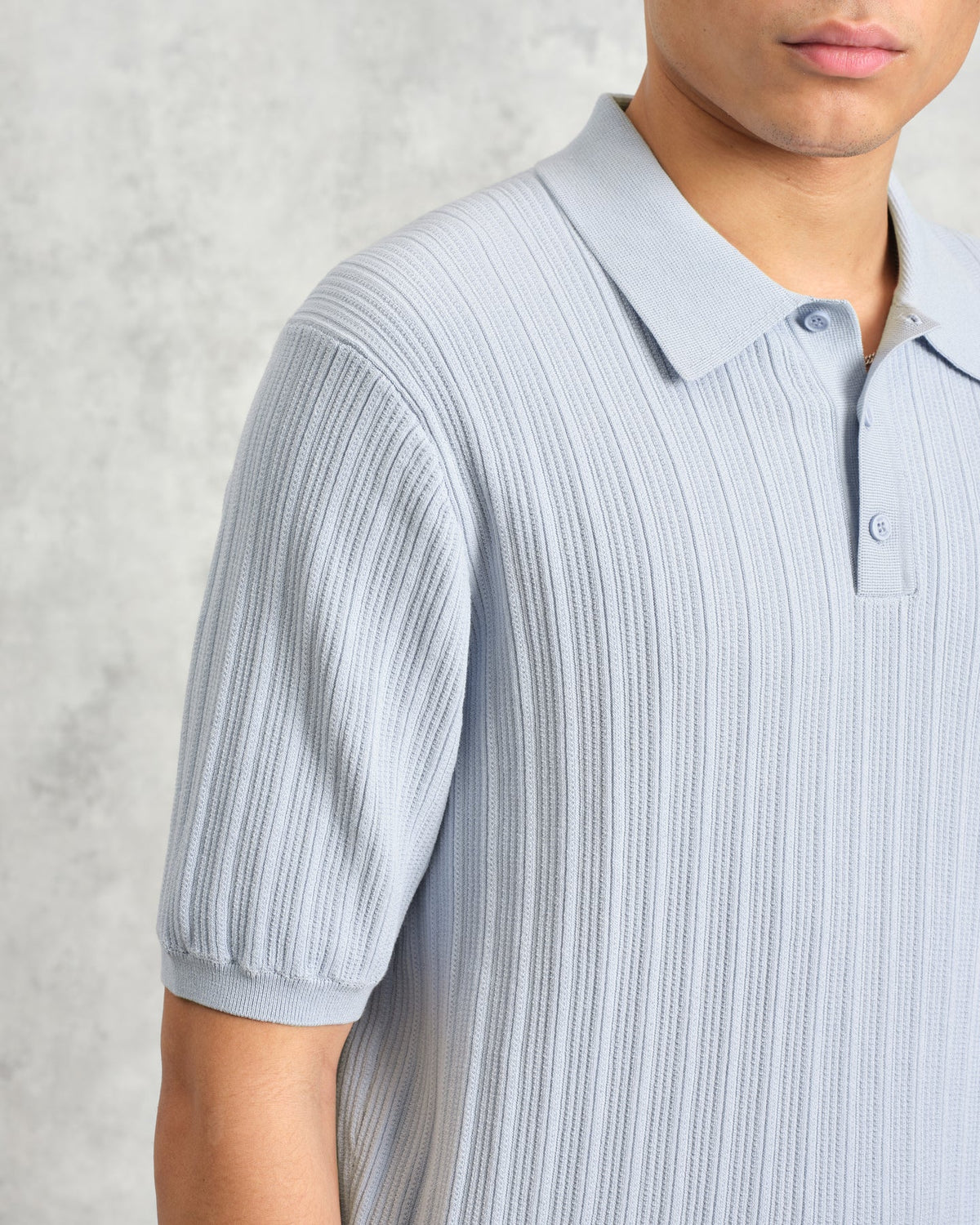 Naples Knitted Polo - Sky Blue