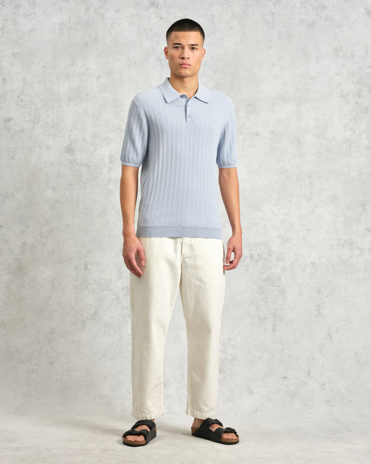 Naples Knitted Polo - Sky Blue