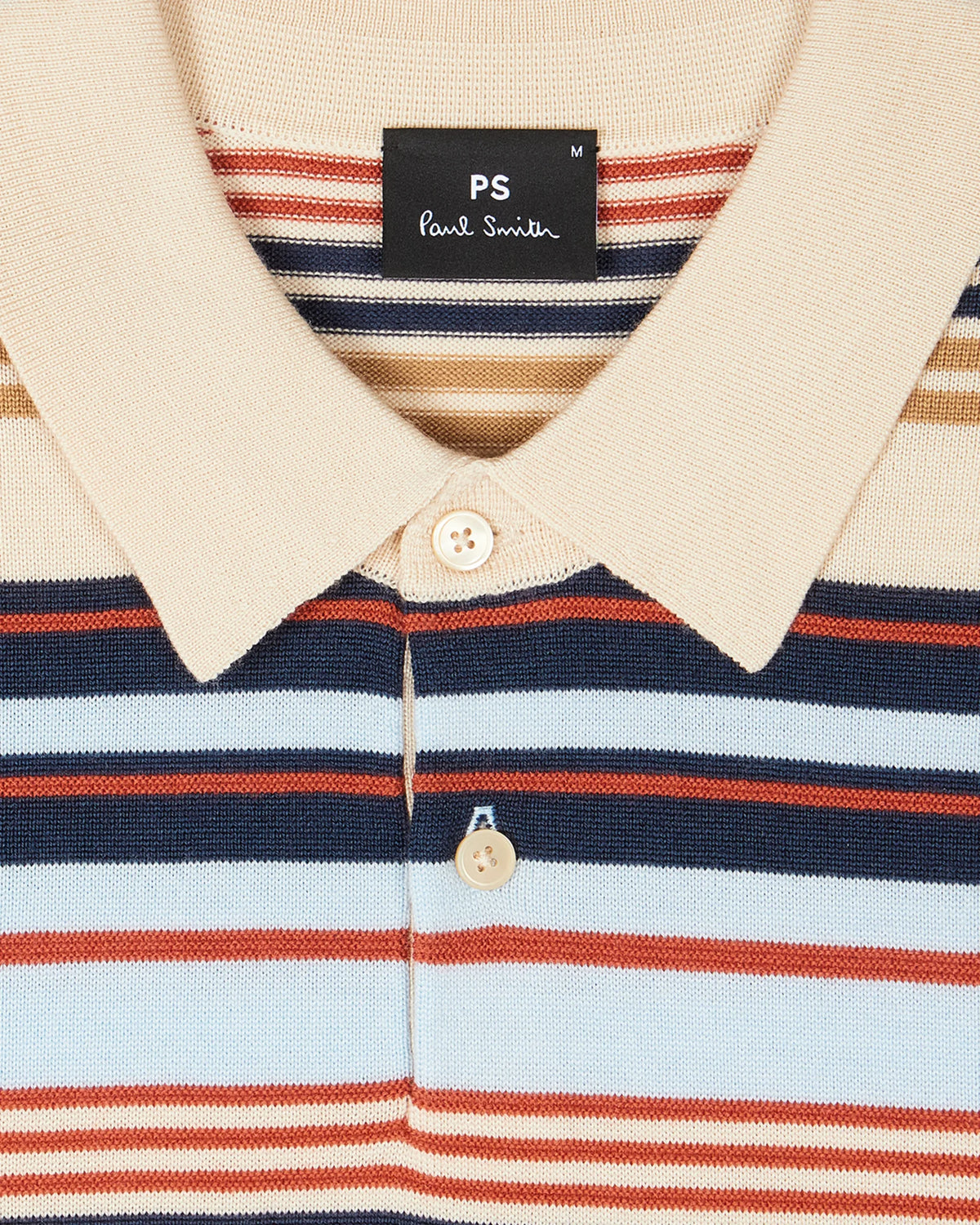 Multi-Stripe Merino Wool Polo Shirt - Ecru