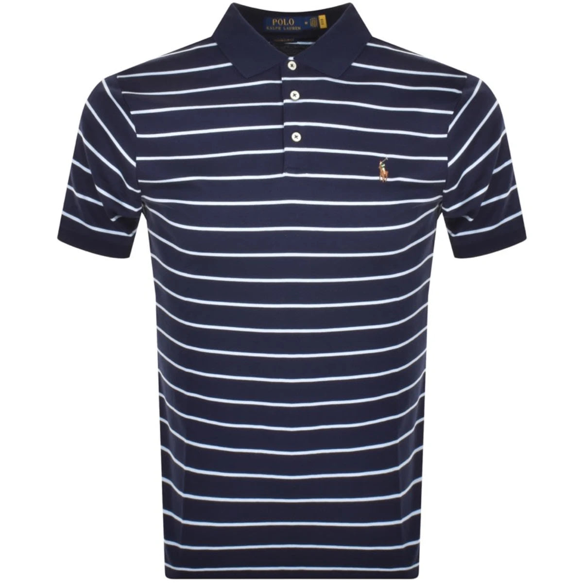 Soft Cotton Striped Custom Slim Fit Polo - Navy/White