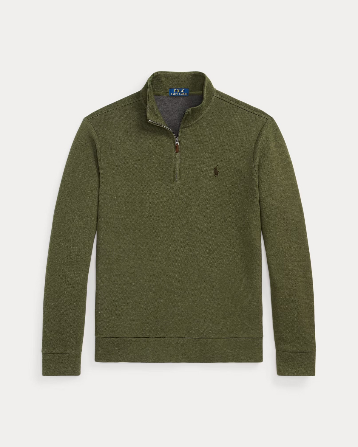 Quarter Zip Textured Mesh Knit Jumper - Green