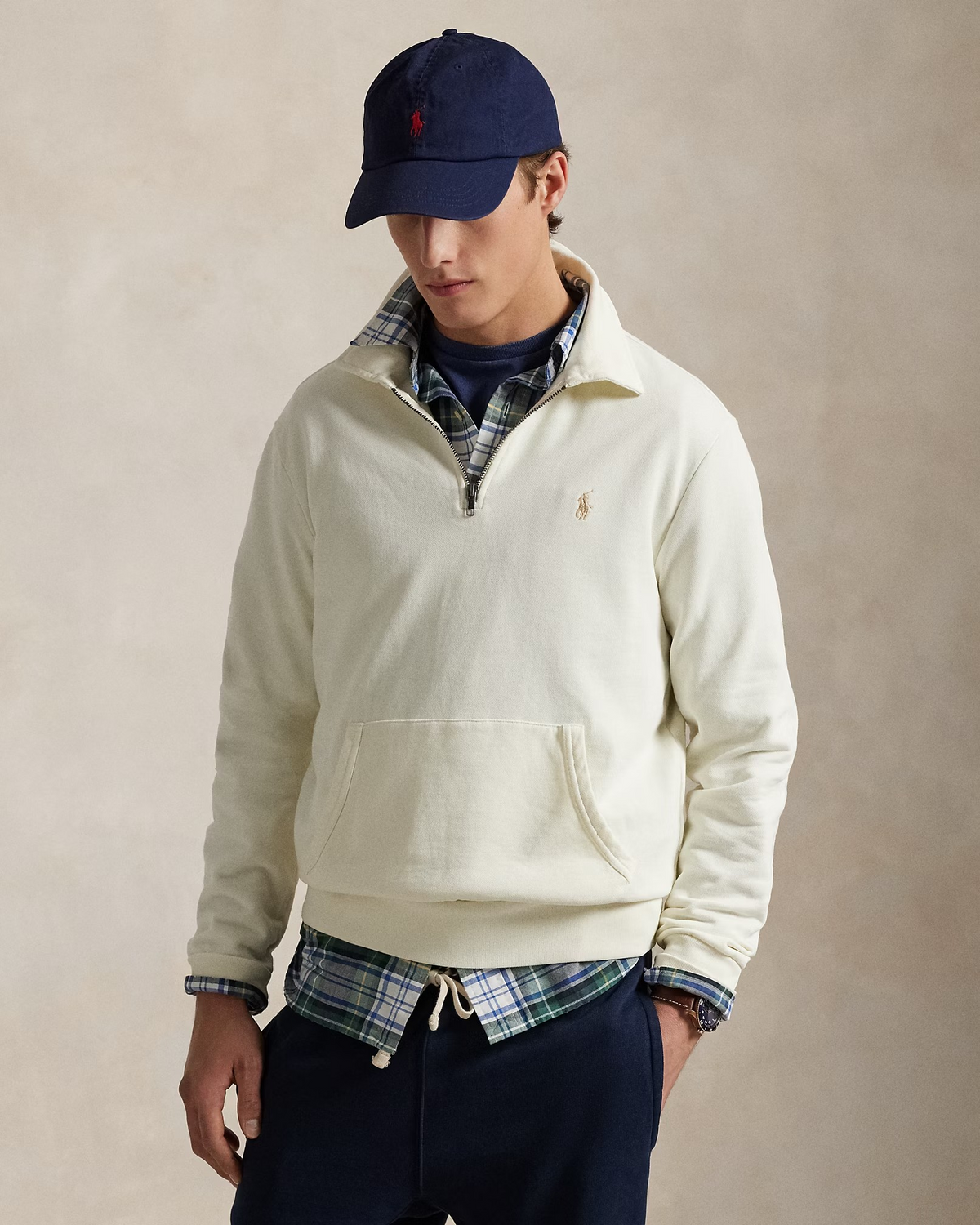 Loopback Fleece Quarter-Zip Sweatshirt - Cream