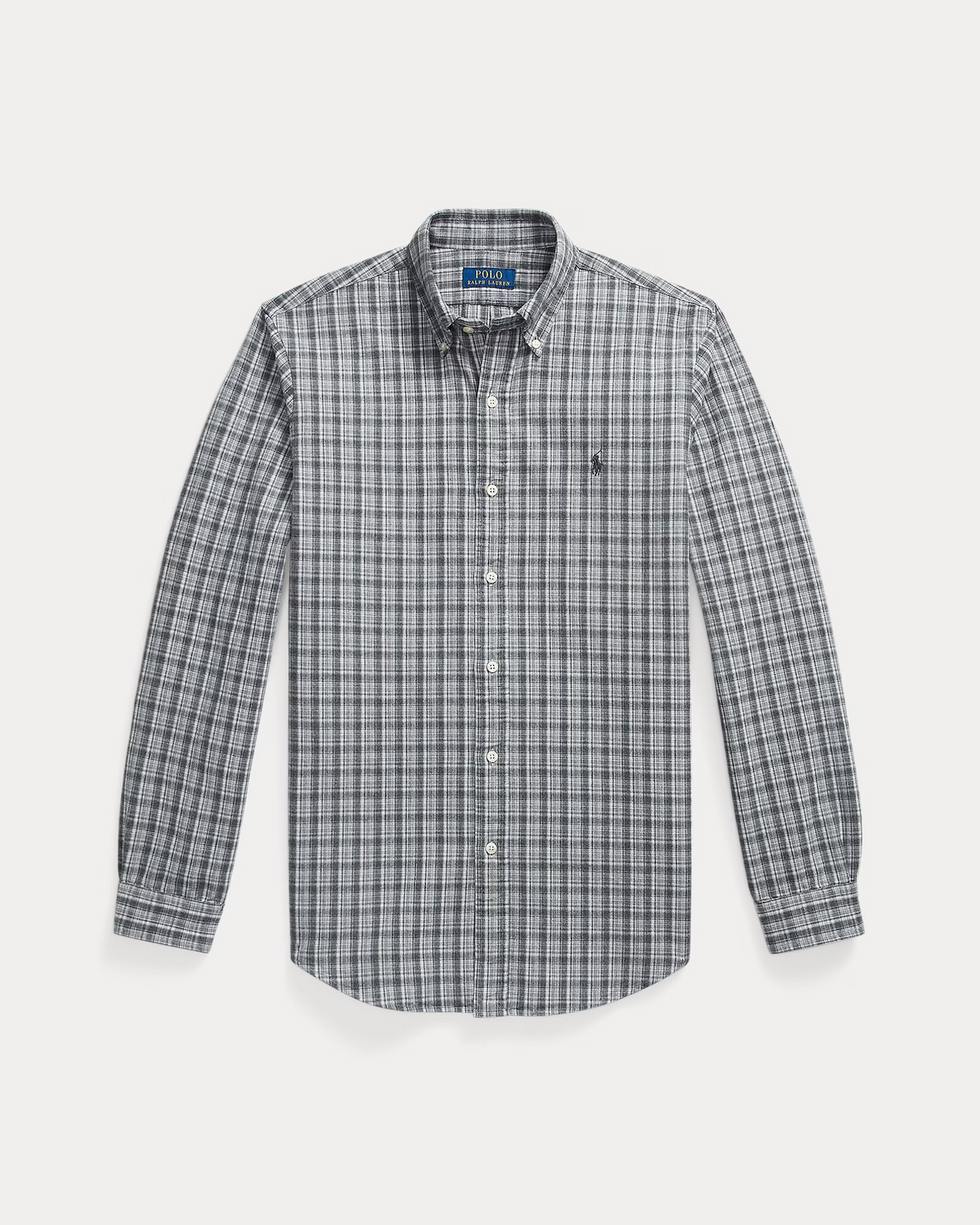 Custom Fit Checked Flannel Shirt- Grey