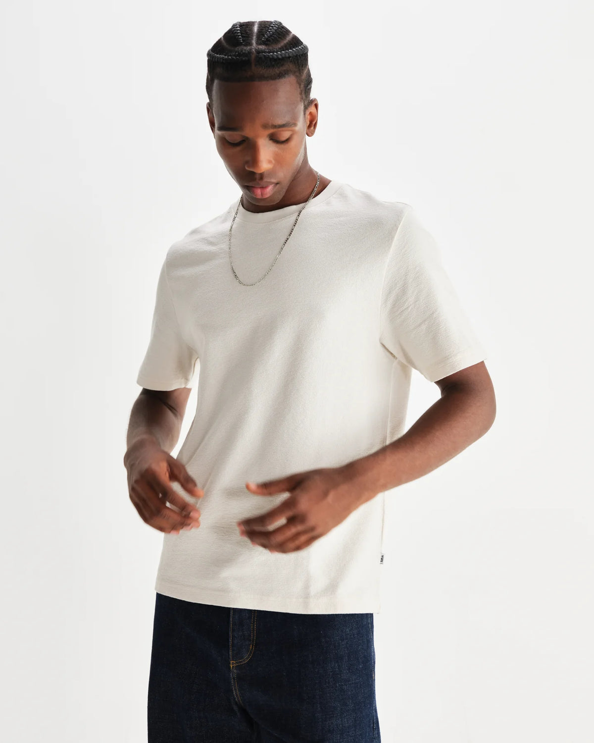 Dean Textured Organic Cotton T-Shirt - Ecru