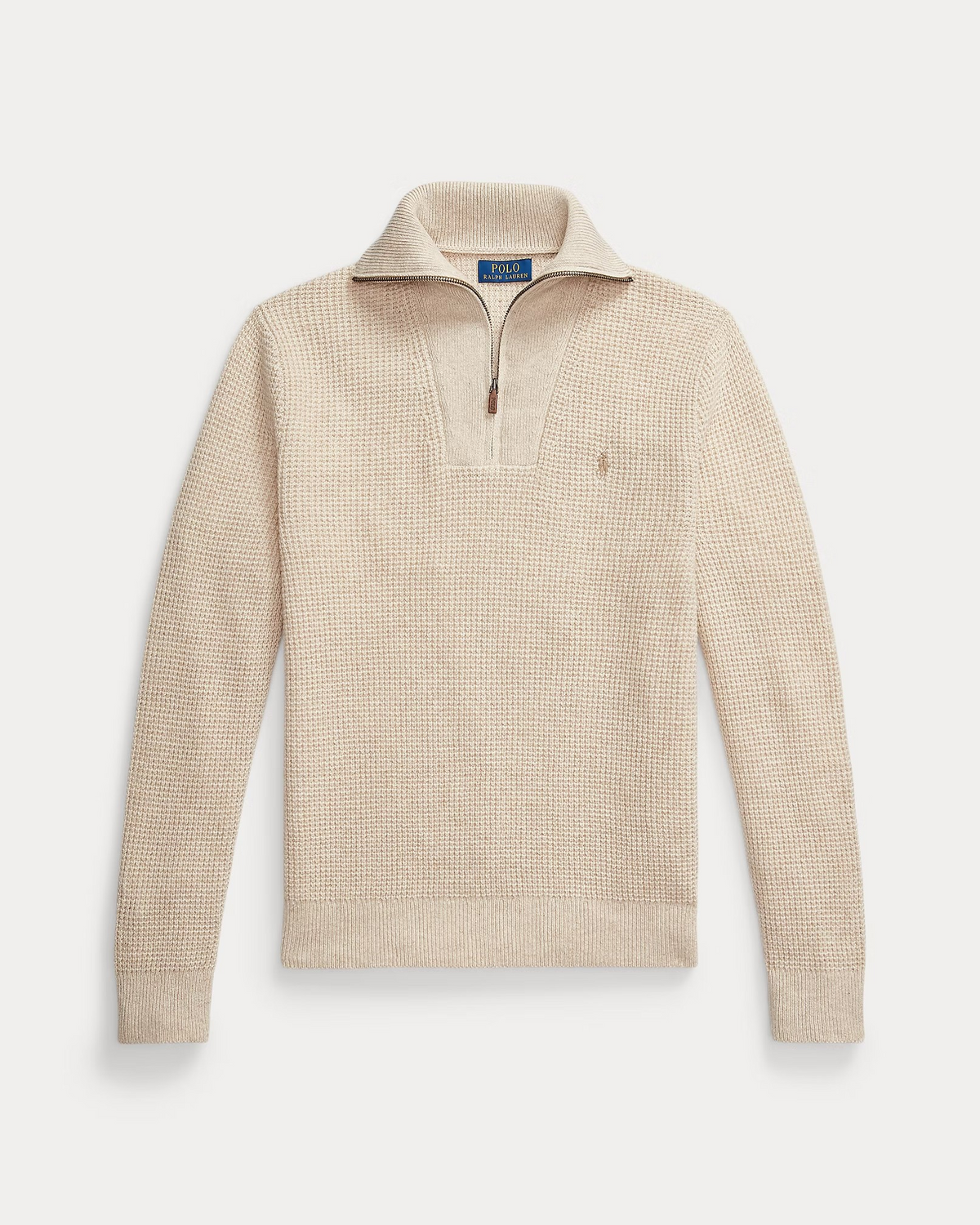 Waffle Wool-Cotton Quarter-Zip Jumper - Cream