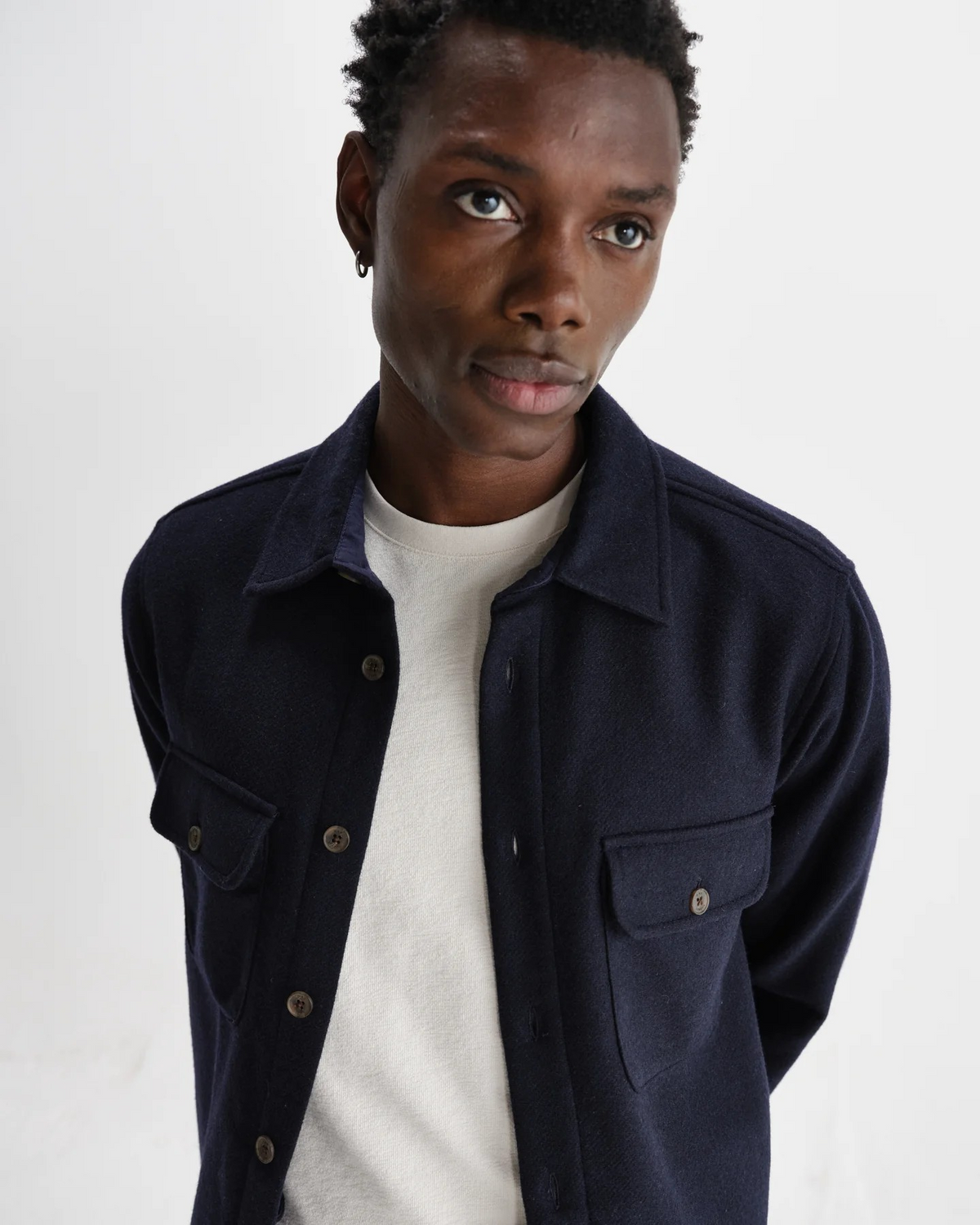 Lomond Heavy Wool Overshirt - Navy