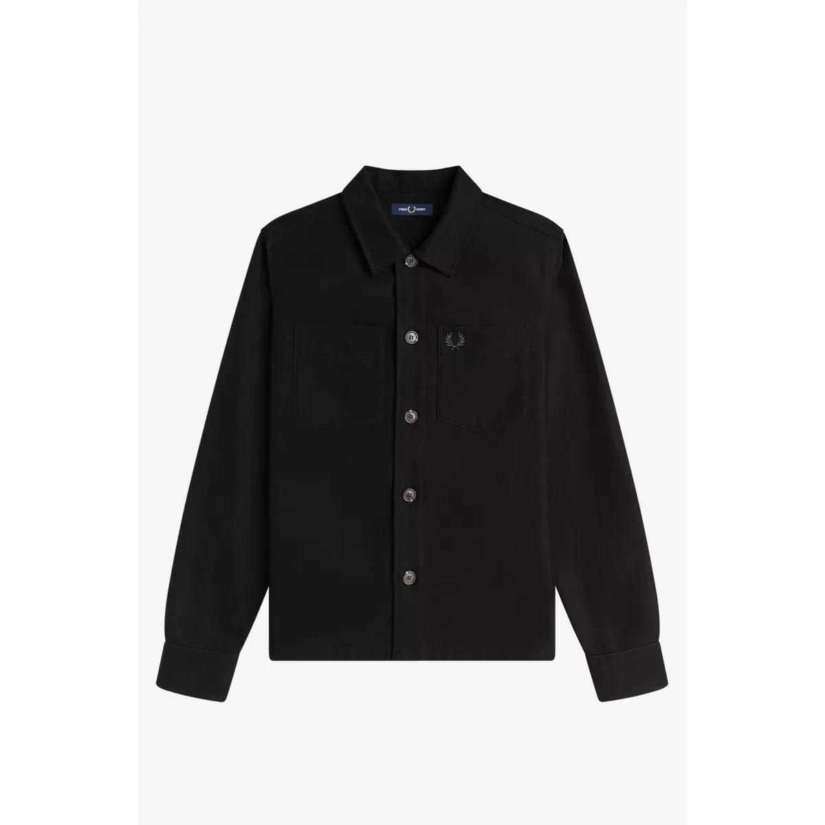 Brushed Twill Cotton Overshirt - Black
