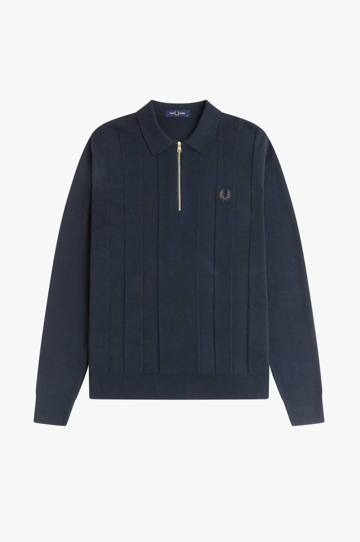 Tonal Stripe Knitted Zip Shirt - Navy