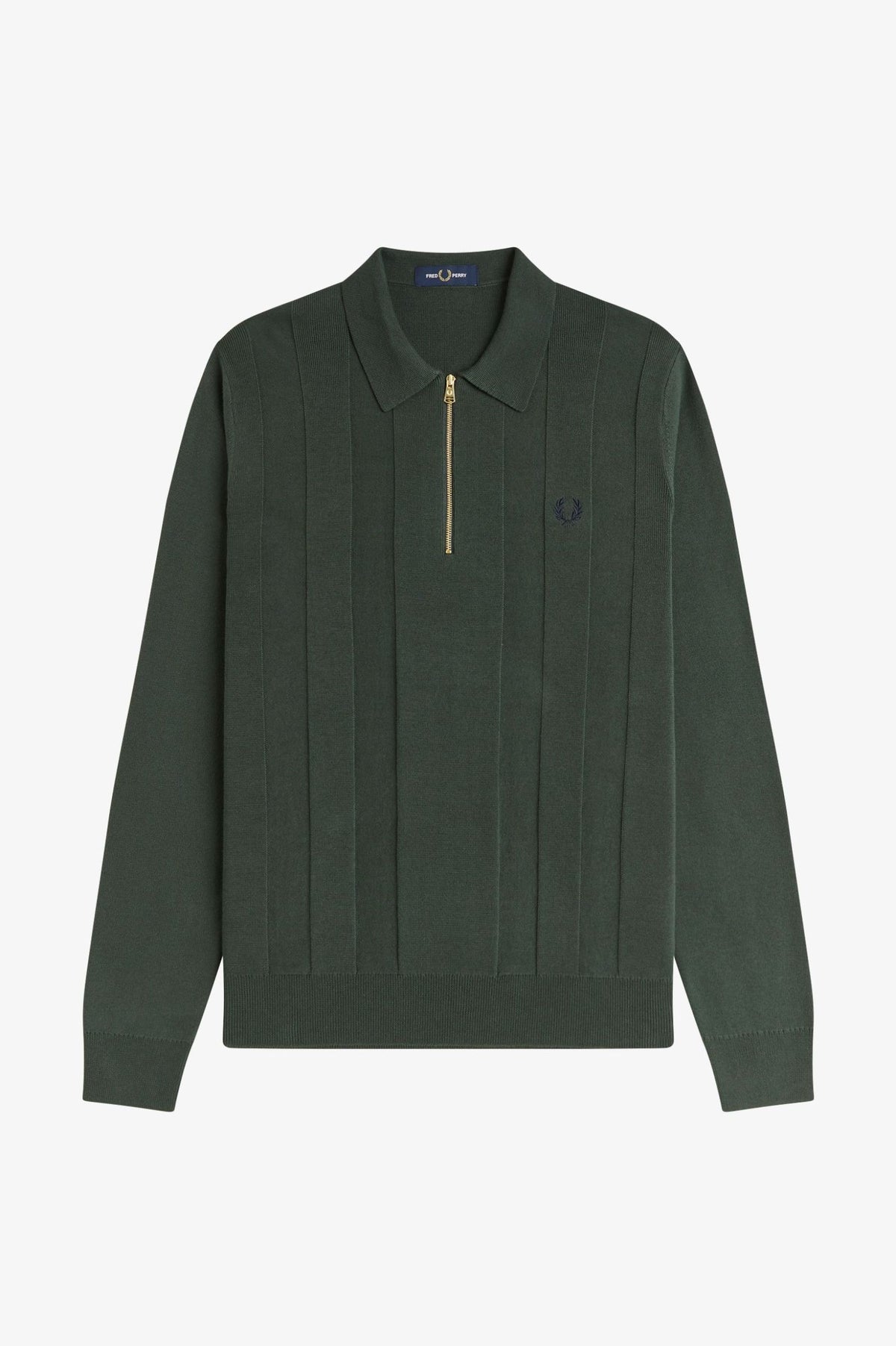 Tonal Stripe Knitted Zip Shirt - Olive Green