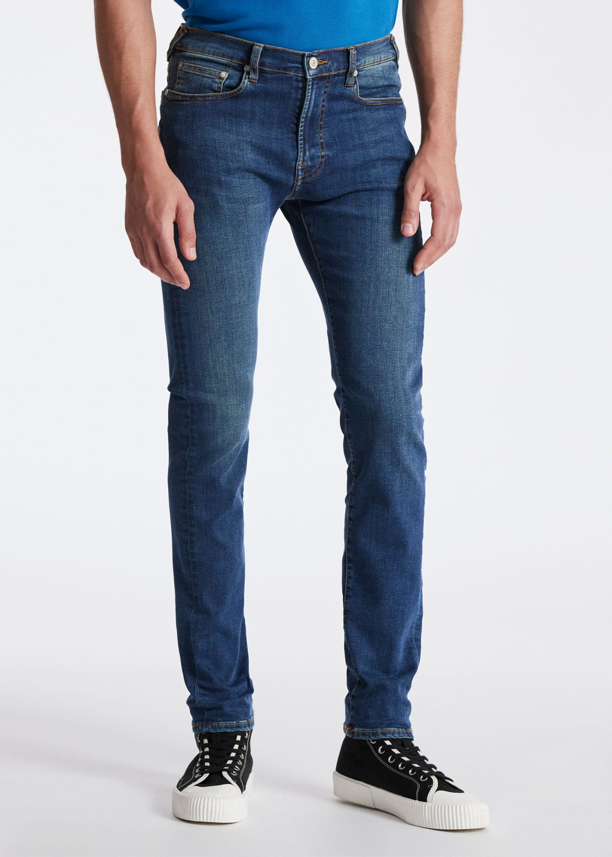 Tapered Re-Flex Jeans - Mid Blue