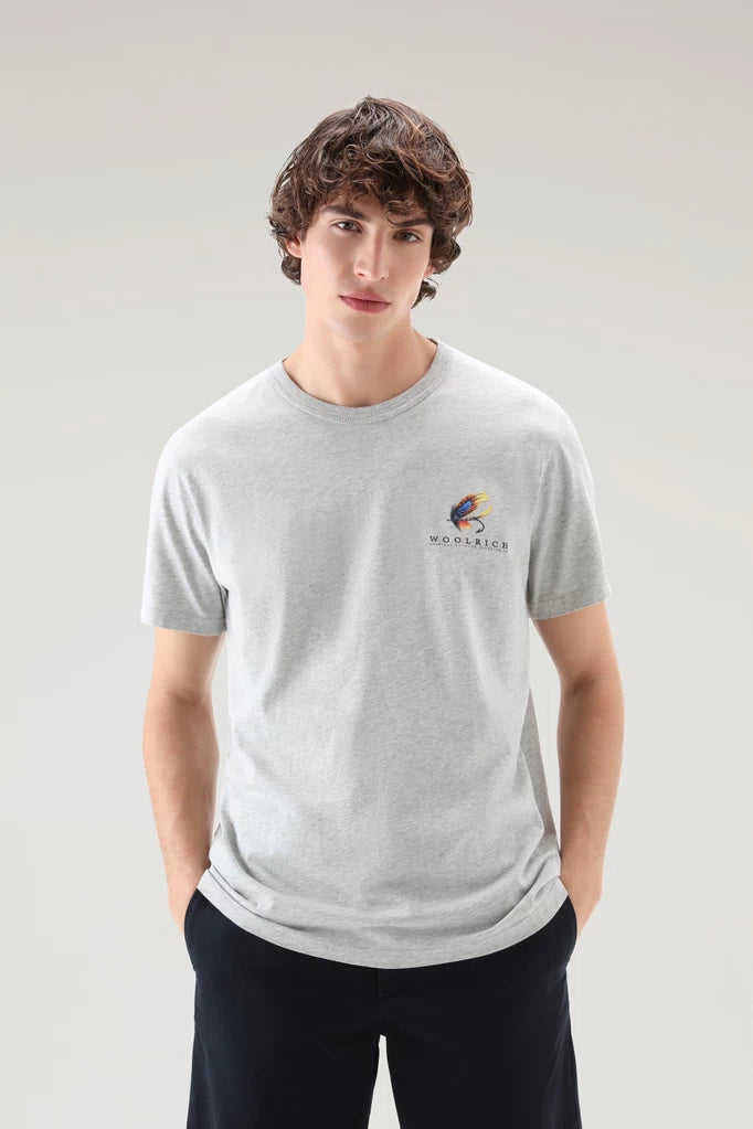 Lakeside Print Fishing T-Shirt - Grey